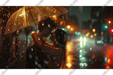 kiss couple in rain