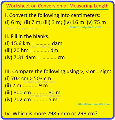 Measuring Equivalents Worksheet Measurement Conversion Worksheet