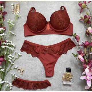 Conjunto De Lingerie Detalhes Em Renda Calcinha Fio Duplo E Persex