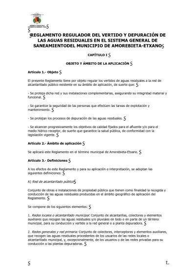 REGLAMENTO REGULADOR DEL VERTIDO Y DEPURACIÓN DE LAS AGUAS RESIDUALES