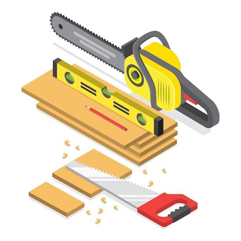 D Ilustraci N Isom Trica De Vectores Planos De Trabajos De Carpinter A