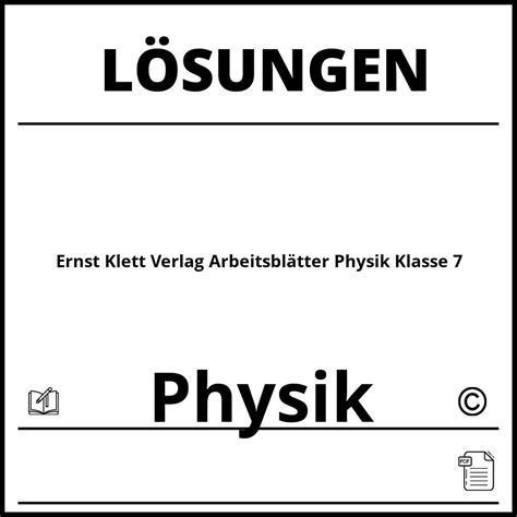 Ernst Klett Verlag Arbeitsbl Tter Physik L Sungen Pdf Klasse