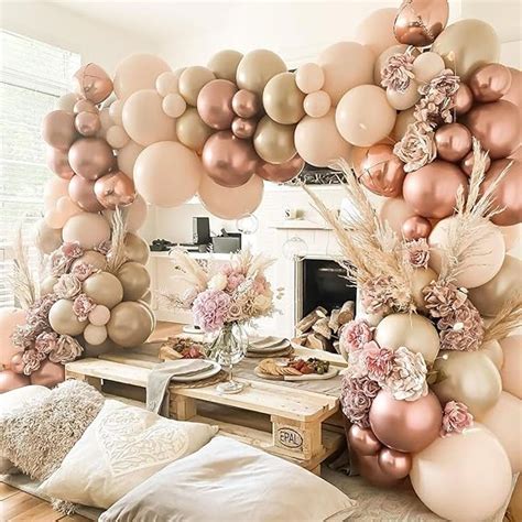 Amazon Blush Ivory Balloons Garland Double Stuffed Nude Brown Cream Balloon Pastel Beige