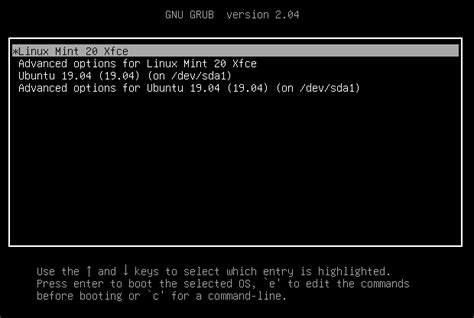 Grub Boot Menu Linux Mint User Guide Documentation