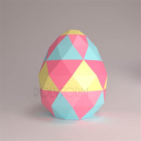 Easter Egg Low Poly Papercraft 4 Pdf Template 3d Model Etsy