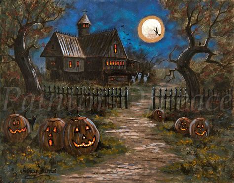 Halloween Painting Pumpkin Witch Halloween by PaintingsOfPeace