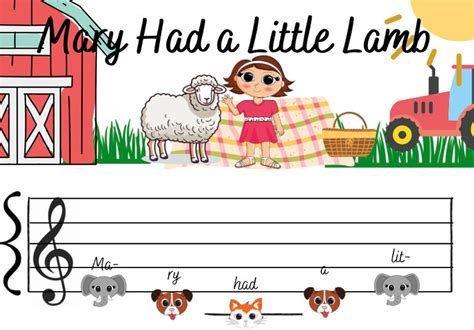 Mary Had a Little Lamb Child Music 1 Digital Download Beginner Piano ...