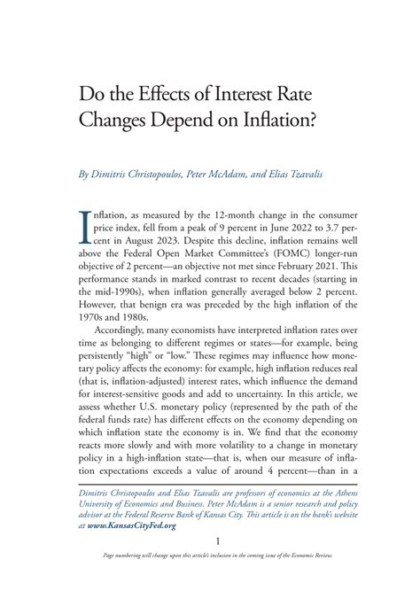 (PDF) Do the Effects of Interest Rate Changes Depend on Inflation?