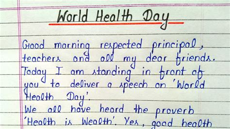 Speech On World Health Day In English World Health Day Speech In