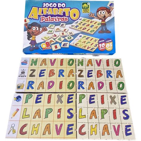 Jogo Educativo Do ALFABETO PALAVRAS 30 Peças Iob Brinquedos Aprendendo