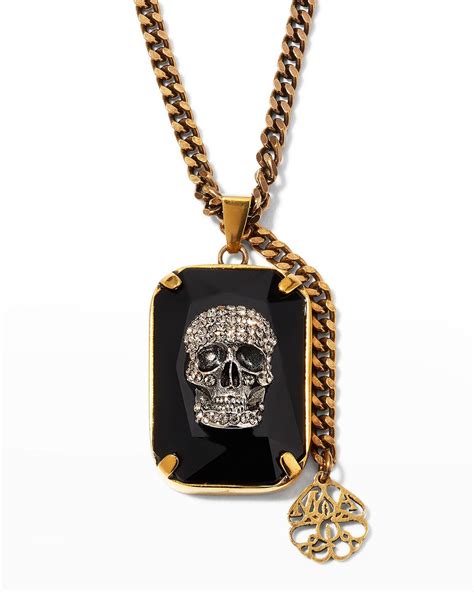 Alexander Mcqueen Mens Swarovski Crystal Skull Necklace Editorialist