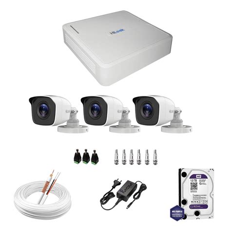 Kit 03 Câmeras De Segurança Hilook Bullet Hd Thc B120C P 1080P 2Mp Uso