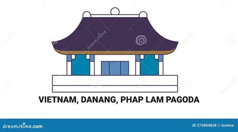 Vietnam Danang Phap Lam Pagoda Travel Landmark Vector Illustration