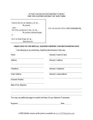 Fillable Online Objection Form To Report And Recommendation 2 13 13 Fax