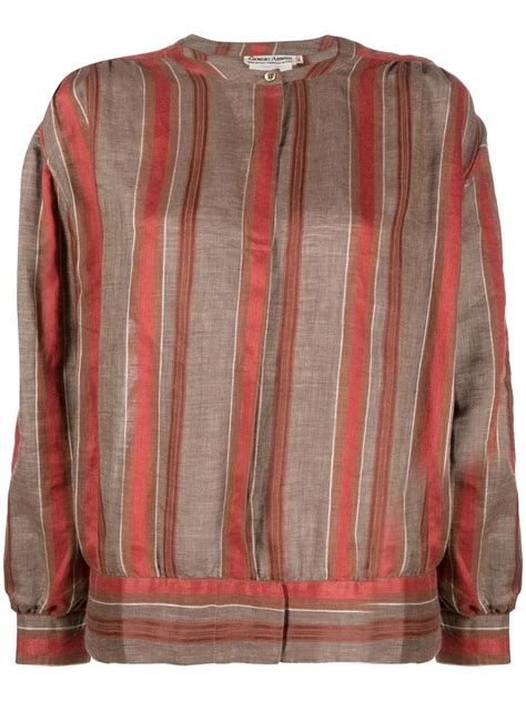 Giorgio Armani Pre Owned 1980s Striped Linen Jacket Farfetch