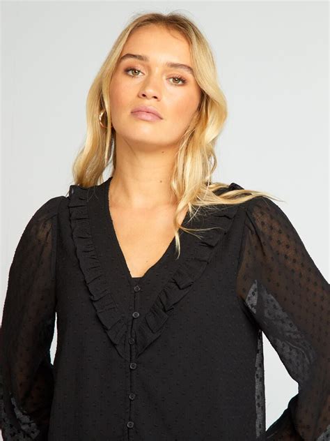 Blusa Corta De Plumeti Negro Kiabi 18 00