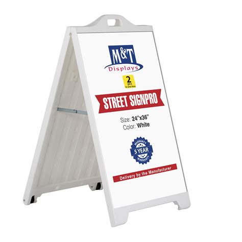 Mandt Displays Street Signpro Board 24x36 Inch Poster White Weatherproof