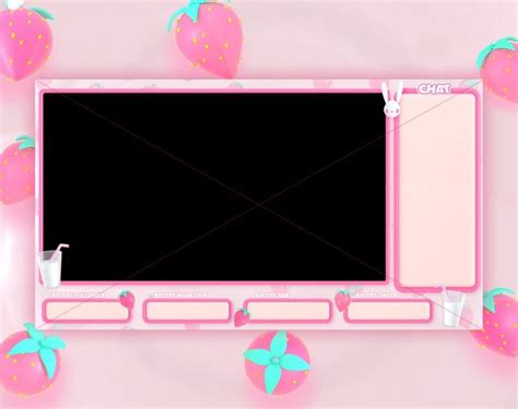 Cute Strawberry Milk Twitch Overlay Kawaii Stream Overlay Cute Stream