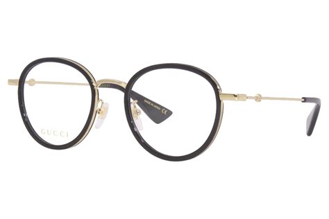 Gucci Gg0608ok 001 Eyeglasses Womens Black Gold Full Rim Round Shape