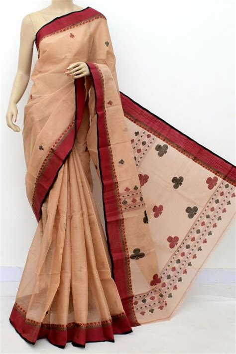 Red Border Handwoven Bengal Handloom Cotton Saree Without Blouse