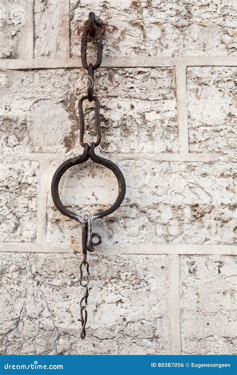 Medieval Shackles Mounted In Old Wall Stock Photo Image Of Penance