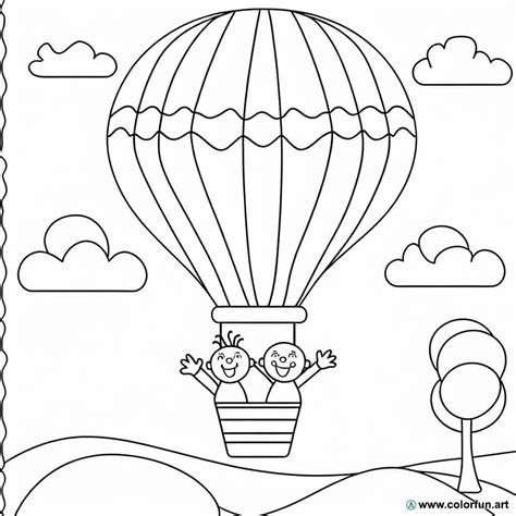 Coloriage d une montgolfière pour enfants à Télécharger ou à Imprimer