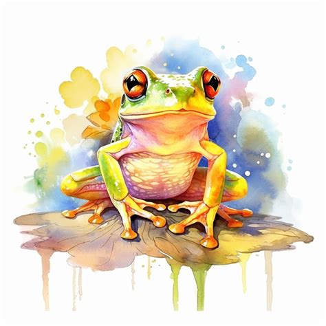 Premium Photo A Brightly Colored Frog Sitting On A Leaf With