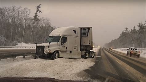 Maine State Police Posts Alarming Video Of Tractor Trailer Crashing On