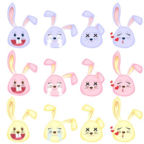 bunny emoji set 620964 Vector Art at Vecteezy