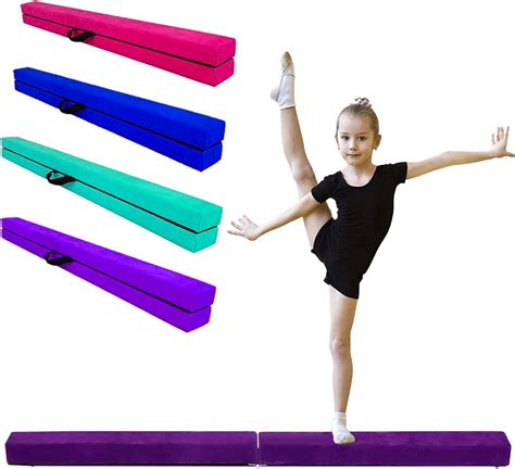 Balance Beam 7ft Folding Gymnastic Beam With Carry Handle Faux Suede