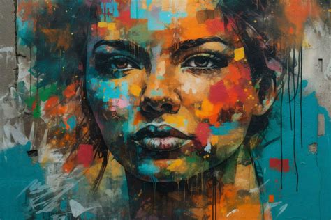 colorful graffiti portrait fresco on grungy stree 30636716 Stock Photo ...