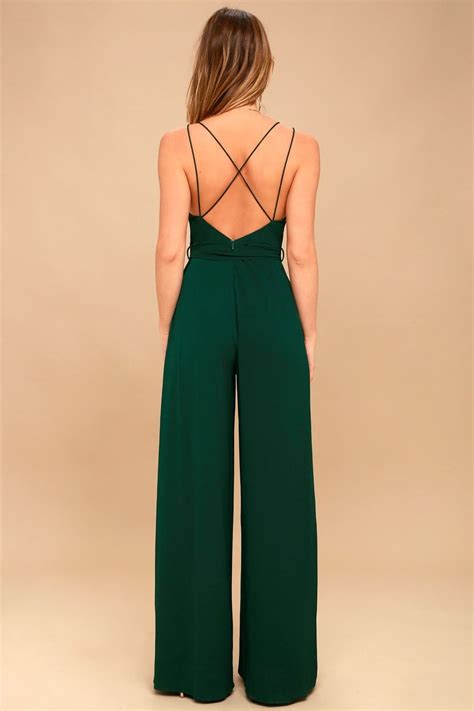 Hype Dream Forest Green Backless Wide Leg Jumpsuit Jumpsuit Wedding