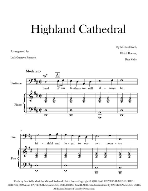 Highland Cathedral arr Luís Gustavo Rossato by Amy Grant Sheet Music