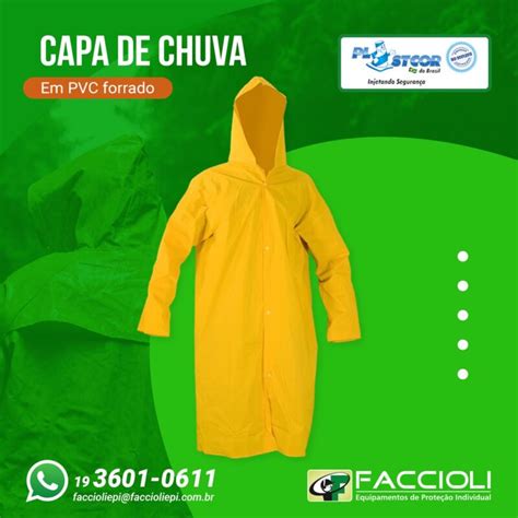 CAPA DE CHUVA AMARELA PLASTICOR Faccioli EPI