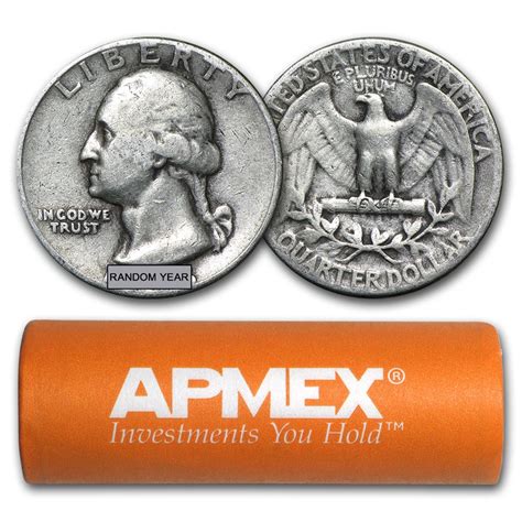 Buy 90% Silver Washington Quarters 40-Coin Roll Avg Circ | APMEX