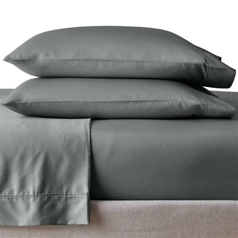 Better Homes And Gardens 4 Piece 300 Thread Count Grey Flannel 100 Cotton Sateen Sheet Set Full