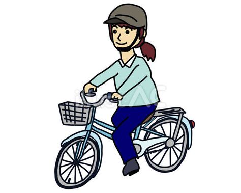 自転車に乗った女性ヘルメット着用イラスト No 23793458／無料イラストフリー素材なら「イラストac」