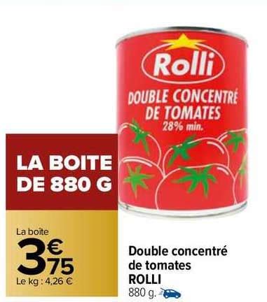 Promo Double Concentré De Tomates Rolli chez Carrefour Market