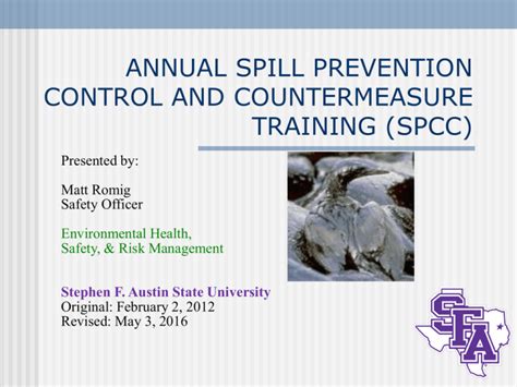 ANNUAL SPILL PREVENTION CONTROL AND COUNTERMEASURE TRAINING SPCC