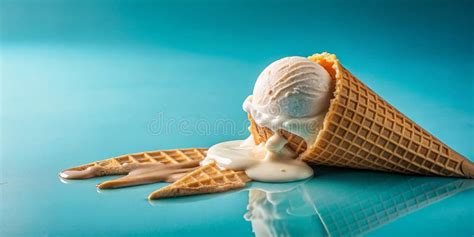 Melted Ice Cream And Wafer Background Ai Created Content Stock Image Image Of Wafer Painting