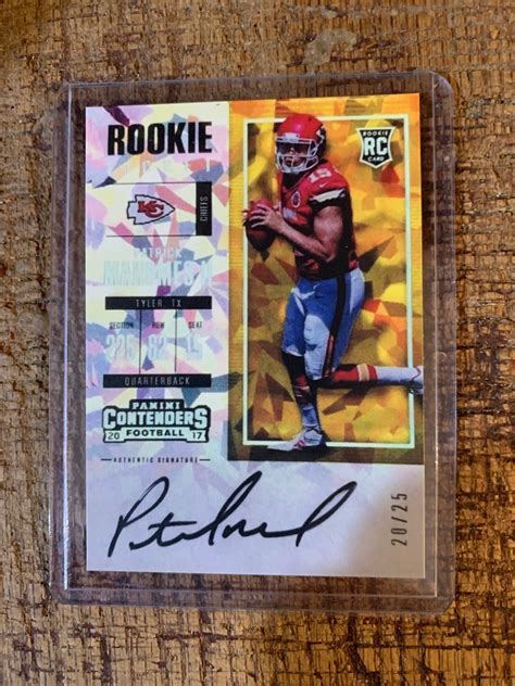 Patrick Mahomes Panini Contenders Rookie Reprint Card No Foil W