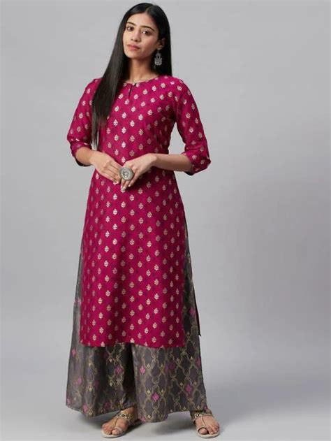 Buy Ziyaa Womens Pink Printed Kurta Palazzo Set Online At Best Prices