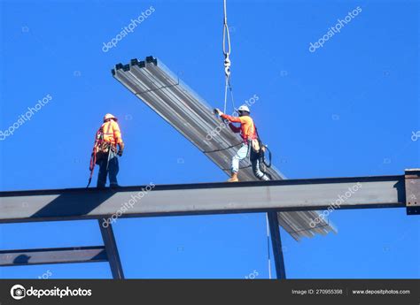 Structural Steel Workers Working New Building Being Built Gilbert