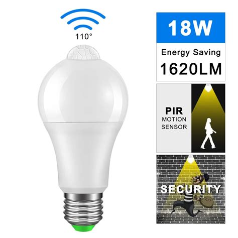 IP42 LED PIR Sensor Bulb E27 B22 12 18W Dusk To Dawn Light Bulb Day