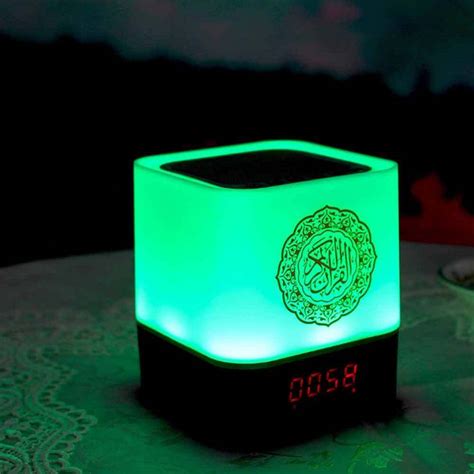 Quran Cube Speaker Led Lights Display Touch Lamp Azan Function Usb