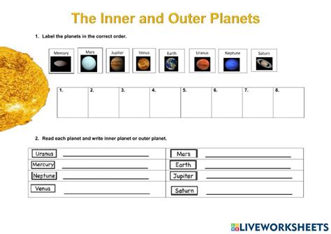 Inner Vs Outer Planets Cut And Paste Worksheet Teach Starter