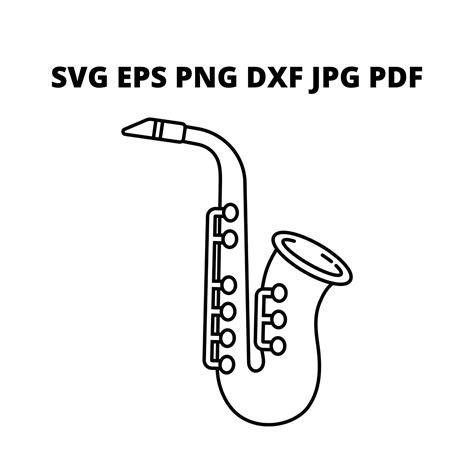 Black And White Saxophone Svg Clipart Musical Instrument Etsy New