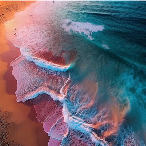 Premium AI Image | Aerial view of the beautiful beach at sunset Drone photography