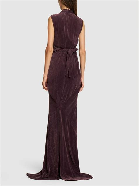 RICK OWENS Sleeveless Velvet Wraparound Maxi Dress Rick Owens