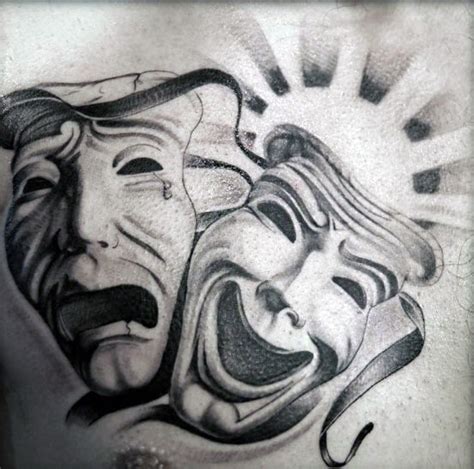 60 Unique Drama Mask Tattoo Designs For Men 2023 Guide